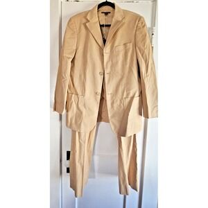 Vtg Sisley 3 Buttoned blazer 48-L dress pants 46-L cotton khaki suit Italy made